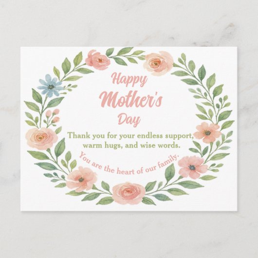 母の日はがき水彩フローラ枠 ポストカード (正面)