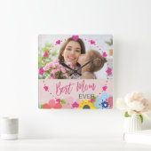 母の日は幸せ最高のでも スクエア壁時計 (ホーム)