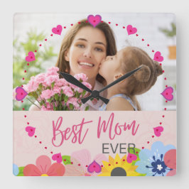 母の日は幸せ最高のでも スクエア壁時計