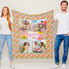 母の日は幸せ最高のでも フリースブランケット