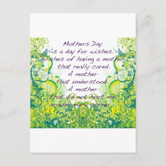 母の日は緑の黄色を願う ポストカード (正面)