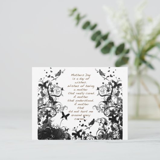 母の日は黒い虐待を願う ポストカード (スタンド正面)