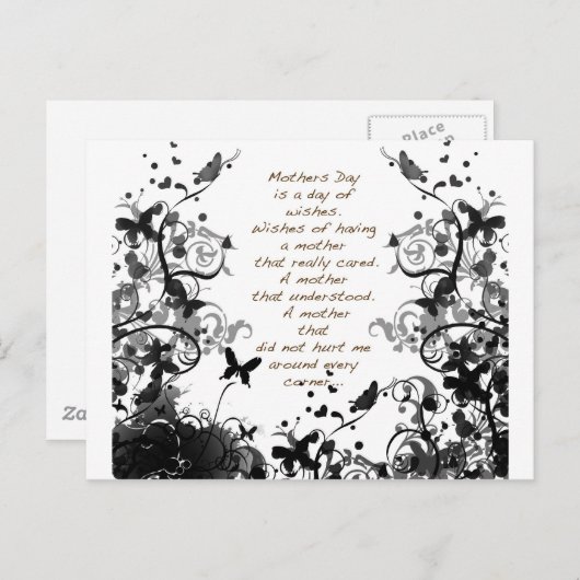 母の日は黒い虐待を願う ポストカード (正面/裏面)