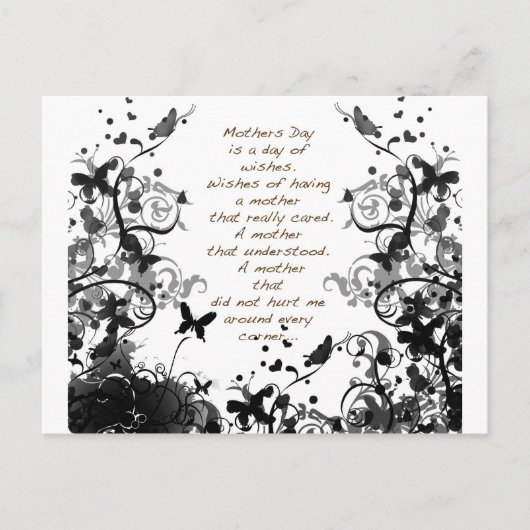 母の日は黒い虐待を願う ポストカード (正面)