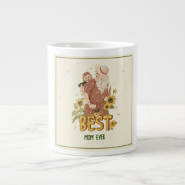 「母の日ひまわりの母と娘 ジャンボコーヒーマグカップ