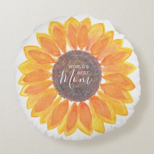 母の日ひまわりワールド最高のの母 ラウンドクッション (裏面)
