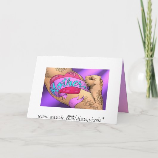 母の日または誕生日の入れ墨のかわいいカード カード (裏面)