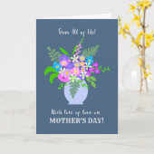 母の日みんなから花の花瓶 カード (黄色い花)