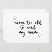母の日もママが必要な日 ネバーツーオールドトゥニードマム 母の日のプレゼント ママ 招待状 (正面/裏面)