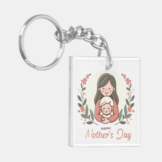 母の日を幸せに – 母の抱擁フローラキーチェーン キーホルダー (正面左)