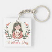 母の日を幸せに – 母の抱擁フローラキーチェーン キーホルダー (裏面)