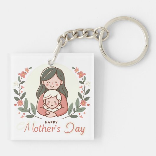 母の日を幸せに – 母の抱擁フローラキーチェーン キーホルダー (裏面)