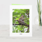 母の日を楽しむサルの母と子どものユーモア カード (裏面)