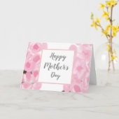母の日を楽しむピンクの花 カード (黄色い花)