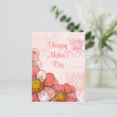 母の日を楽しむピンクの花 ポストカード (スタンド正面)
