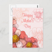 母の日を楽しむピンクの花 ポストカード (正面/裏面)