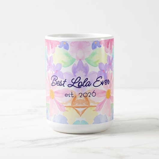 母の日を祝うロラの水彩花デザイン コーヒーマグカップ (中央)