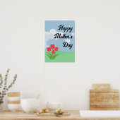 母の日アニメーションカラフル花漫画 ポスター (キッチン)