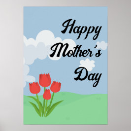 母の日アニメーションカラフル花漫画 ポスター