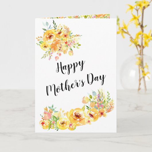 母の日イエローオータムフローラカスタムデザイン カード (黄色い花)