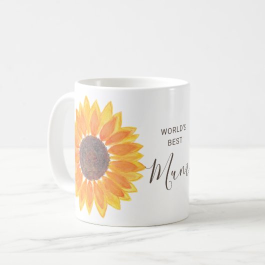 母の日イエローサンフラワーワールドズ最高のマム コーヒーマグカップ (正面左)
