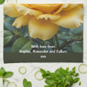 母の日イエローローズフラワーキッチンエレガント キッチンタオル (折り畳み)