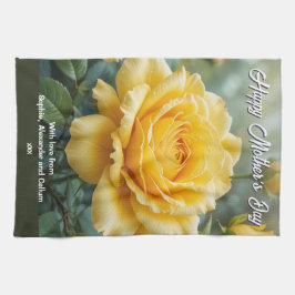母の日イエローローズフラワーキッチンエレガント キッチンタオル
