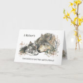 母の日ウルフ母は激しい時計永遠を愛 カード (黄色い花)