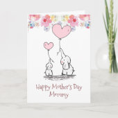 母の日エレファントママ&ベビーカード カード (正面)