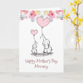 母の日エレファントママ&ベビーカード カード (黄色い花)