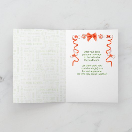 母の日オレンジと犬からの緑 カード (内部)