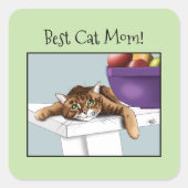 母の日オレンジタビー猫 スクエアシール (正面)