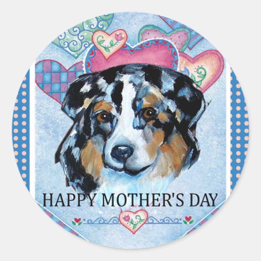 母の日オーストラリアの羊飼 ラウンドシール (正面)