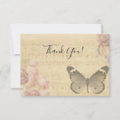 母の日オールドシートミュージックスコアバラ蝶 サンキューカード (正面)