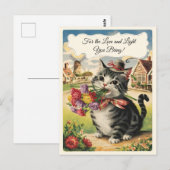 母の日カスタマイズ可能なかわいいヴィンテージ猫レトロ ポストカード (正面/裏面)