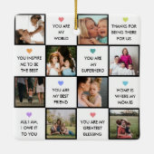 母の日カスタムの写真と母の引用文 セラミックオーナメント (裏面)