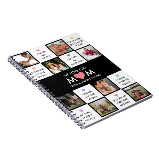 母の日カスタムの写真と母の引用文 ノートブック (右側)