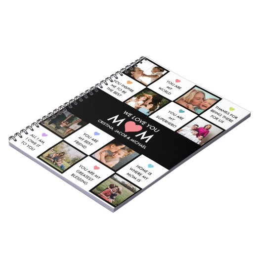 母の日カスタムの写真と母の引用文 ノートブック (左側)