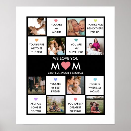 母の日カスタムの写真と母の引用文 ポスター (正面)