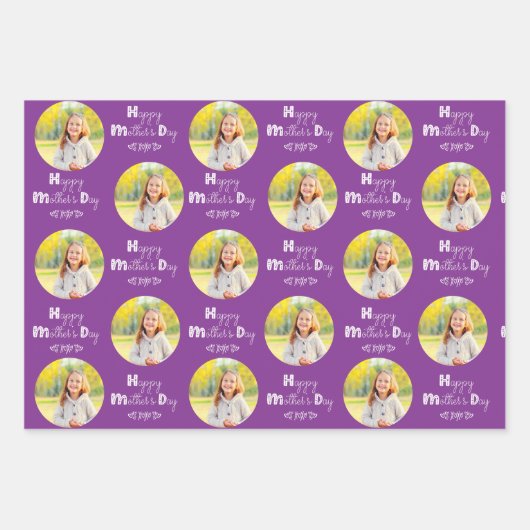 母の日カスタムの写真セット3 Bright ラッピングペーパーシート (正面)
