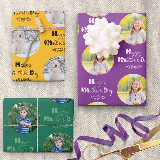 母の日カスタムの写真セット3 Bright ラッピングペーパーシート