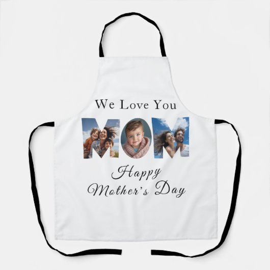 母の日カスタム3写真コラージュ エプロン (正面)
