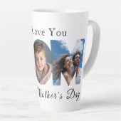 母の日カスタム3写真コラージュ カフェラテマグ (右アングル)