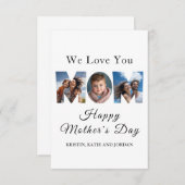 母の日カスタム3写真コラージュ サンキューカード (正面/裏面)