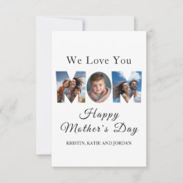 母の日カスタム3写真コラージュ サンキューカード