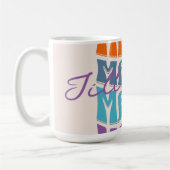 母の日カラフルタイポグラフィママ子供の名前 コーヒーマグカップ (左)