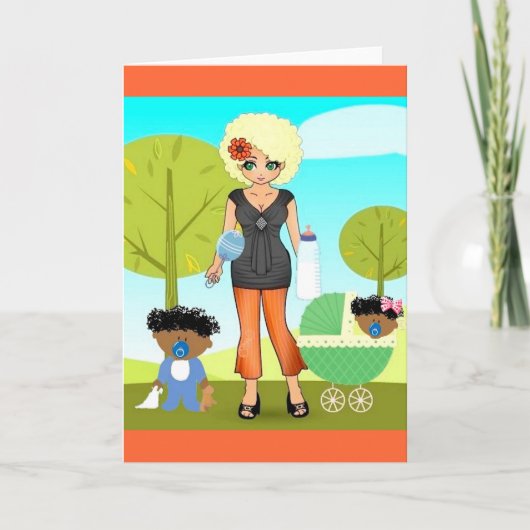 母の日カードアフリカ系アメリカ人のアメリカの母 カード (正面)