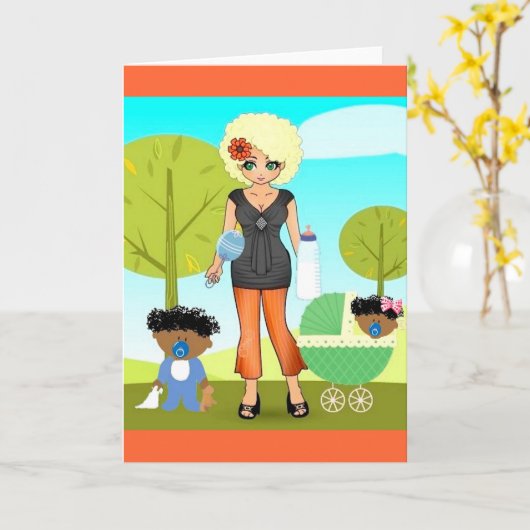 母の日カードアフリカ系アメリカ人のアメリカの母 カード (黄色い花)