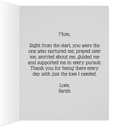 母の日カードグレーピンクフローラとメッセージ (内側(右))