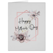 母の日カードグレーピンクフローラとメッセージ (正面)
